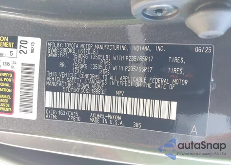 2025 Toyota Sienna Xle z USA, uszkodzony, nr VIN 5TDYSKFC0SS198833